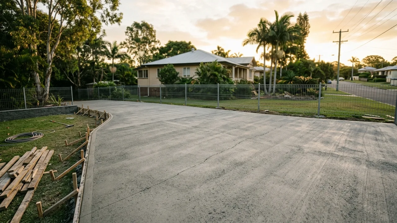 Brisbane concreting context shot for "Why does new concrete crack and when should you actually be worried?"