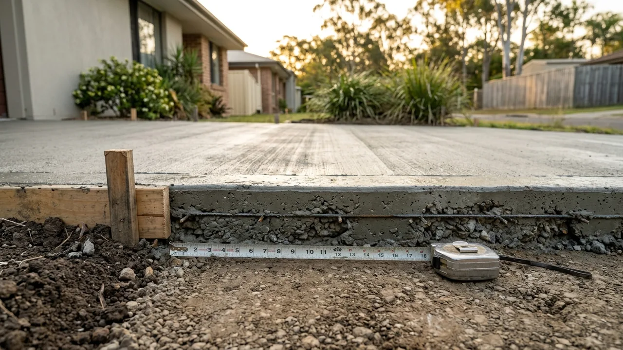 Brisbane concreting detail relevant to "How thick does a residential concrete driveway actually need to be?"
