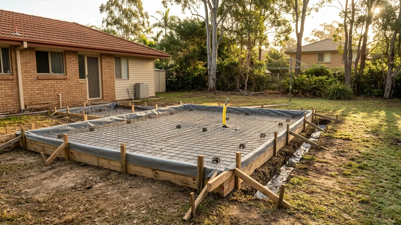 Brisbane concreting context shot for "Can you pour your own concrete slab, or is it a job for a professional?"