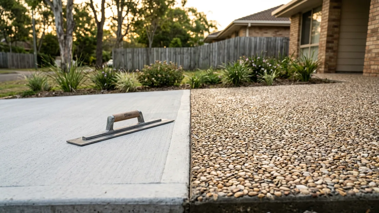 Brisbane concreting detail relevant to "Exposed aggregate or plain concrete: which one suits a Bayside home?"