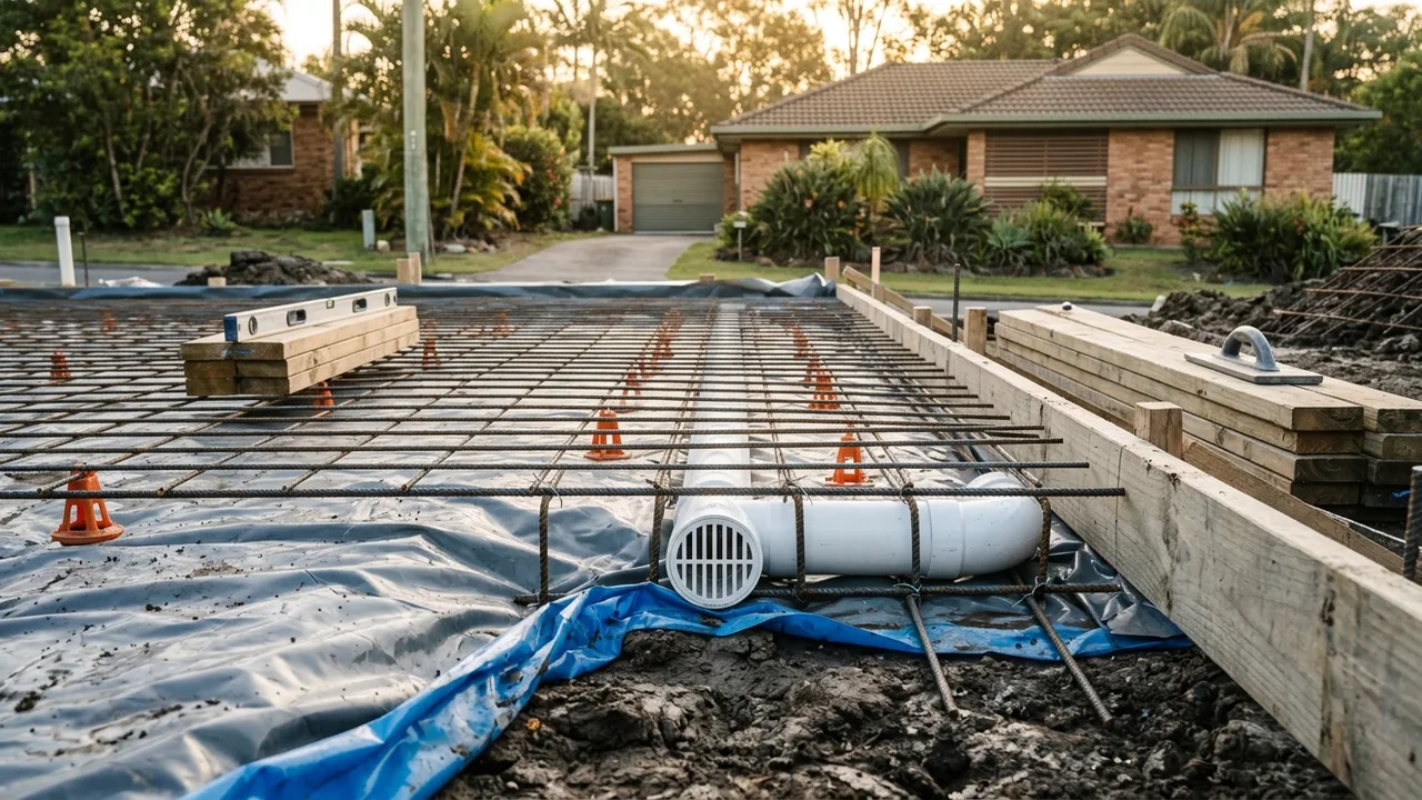 Brisbane concreting detail relevant to "Hemmant's soil and flood history change how concrete is laid here"