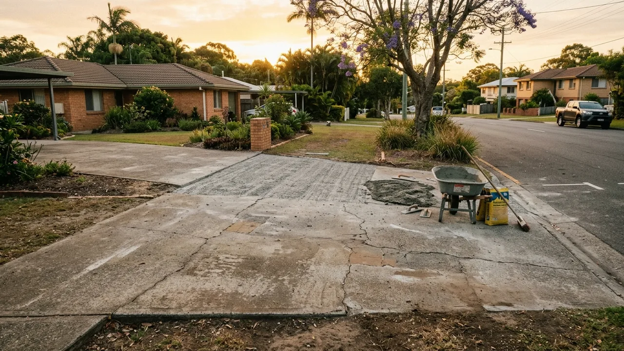 Brisbane concreting context shot for "Should you replace your concrete driveway or just resurface it?"